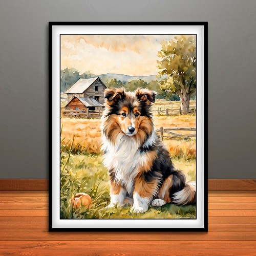 Collie puppy print poster - puppy,